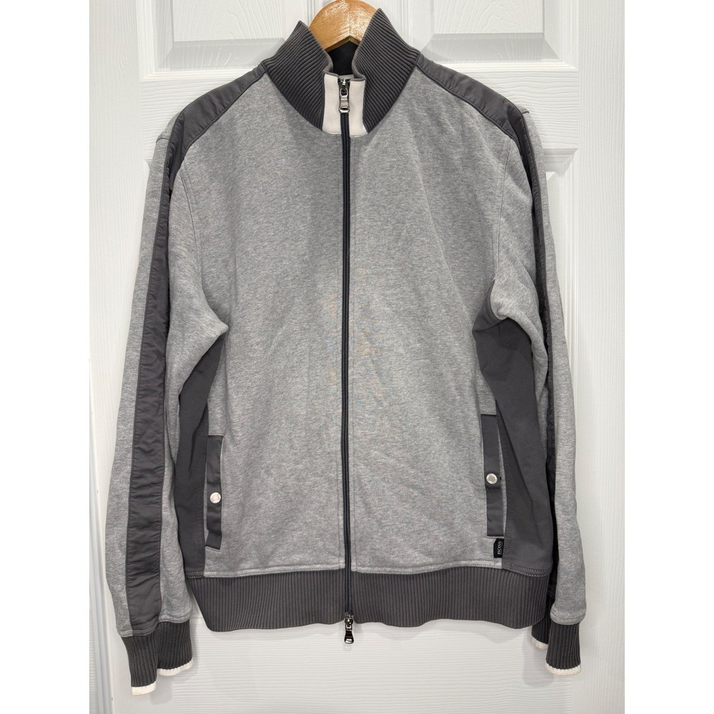 BOSS Athleisure Track Jacket Full Zip Grey Color Block Casual Mens Size‎ XL